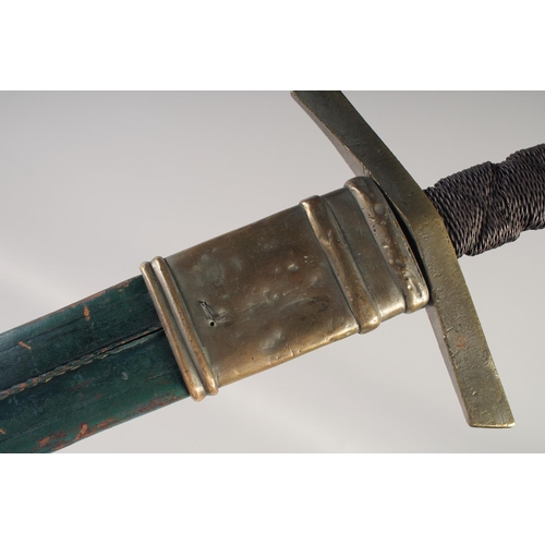 217 - A REPLICA OF A KNIGHTLY SWORD, early 20th century, double edged twin fullered pointed 32 ½ in blade,... 