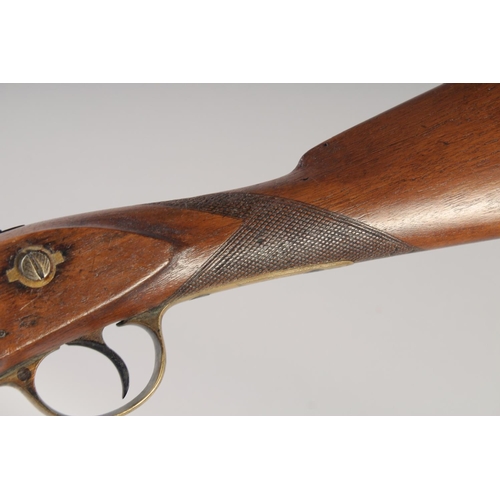 221 - A 20 BORE SINGLE BARREL PERCUSSION SPORTING GUN, circa1850, 30in barrel, flat engraved lock, engrave... 