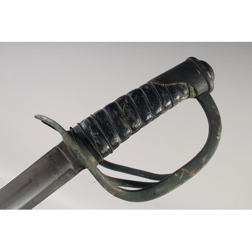 227 - AN AMERICAN 1860 PATTERN CAVALRY SWORD, curved fullered 35in blade, with makers mark and dated 1864 ... 