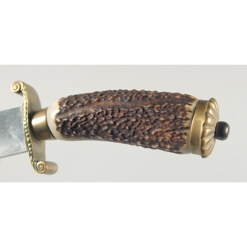 23 - VIVE LE ROY ET SES CHASSEURS KNIFE, with an antler handle, 13