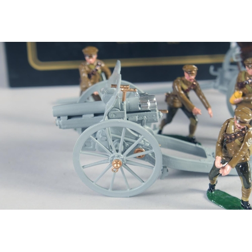 268 - W. BRITAIN, PREMIER SERIES, 4.5 Howitzer With Limber and 4 Man Khaki Detachment, boxed.