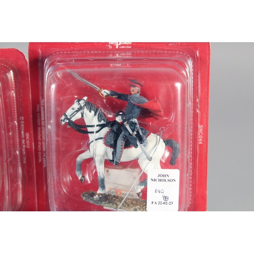 290 - DEL PRADO, EIGHT DIE CAST SOLDIERS ON HORSEBACK, in a Perspex case, (8).