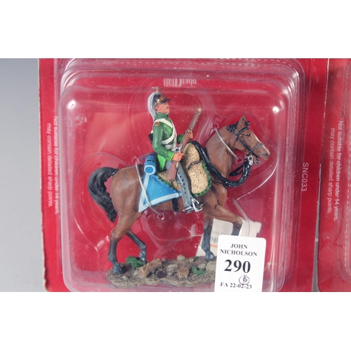 290 - DEL PRADO, EIGHT DIE CAST SOLDIERS ON HORSEBACK, in a Perspex case, (8).