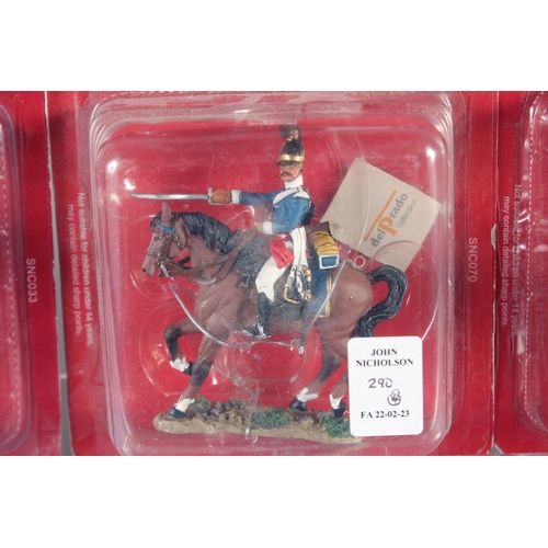 290 - DEL PRADO, EIGHT DIE CAST SOLDIERS ON HORSEBACK, in a Perspex case, (8).