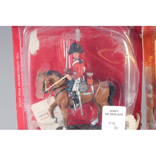 292 - DEL PRADO, SIX DIECAST SOLDIERS ON HORSEBACK, in a Perspex case, (6).