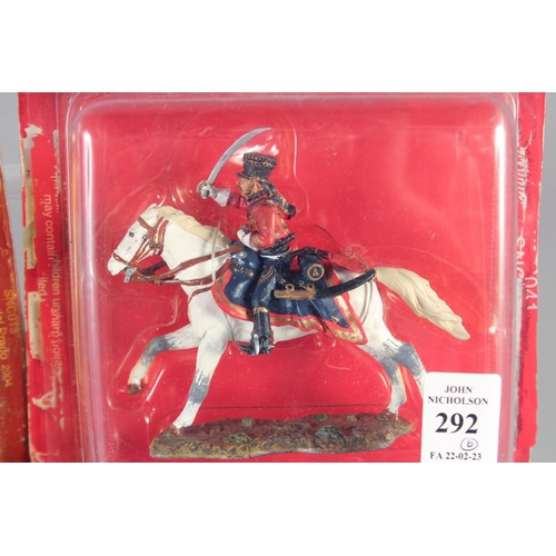 292 - DEL PRADO, SIX DIECAST SOLDIERS ON HORSEBACK, in a Perspex case, (6).