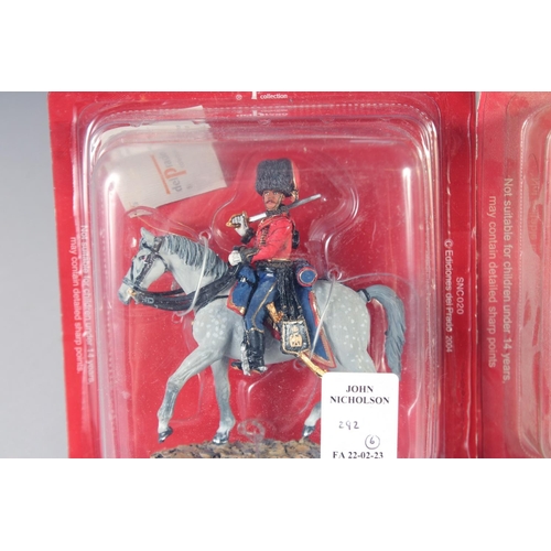 292 - DEL PRADO, SIX DIECAST SOLDIERS ON HORSEBACK, in a Perspex case, (6).