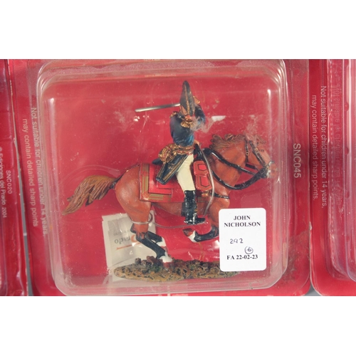 292 - DEL PRADO, SIX DIECAST SOLDIERS ON HORSEBACK, in a Perspex case, (6).