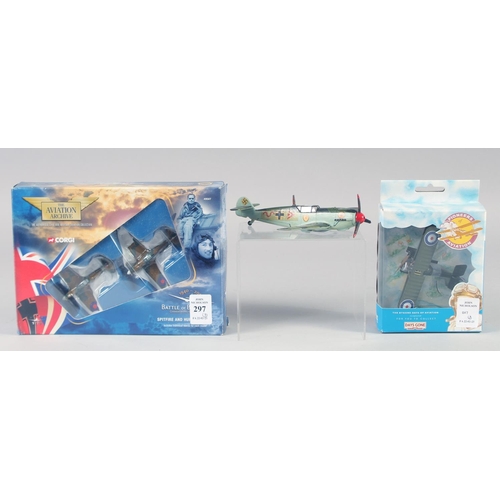 297 - CORGI, Spitfire and Hurricane Set, Pioneers of Aviation, Days Gone, LLEDO, boxed, and a Dinky plane ... 