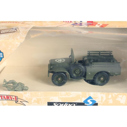 299 - SOLIDO, Military, combat car, French truck, Dodge 4x4, Half Track, boxed, (4).