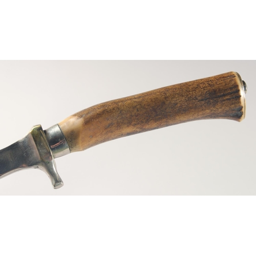 32 - A HENEJU KNIFE, with an antler handle, 13