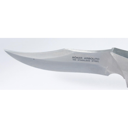 35 - A BOKER 440 STAINLESS STEEL KNIFE, with a wooden handle, 11