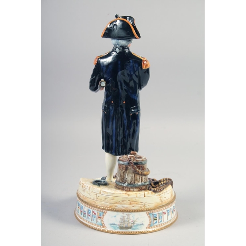 371 - ROYAL DOULTON FIGURE OF VICE ADMIRAL LORD NELSON no. HN3489, no. 250 of 950, standing on a base with... 