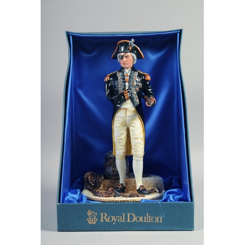 371 - ROYAL DOULTON FIGURE OF VICE ADMIRAL LORD NELSON no. HN3489, no. 250 of 950, standing on a base with... 