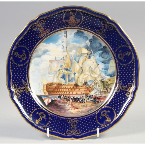 374 - SPODE MARITIME ENGLAND PLATE, no.4, The Battle of Trafalgar no 742, boxed.