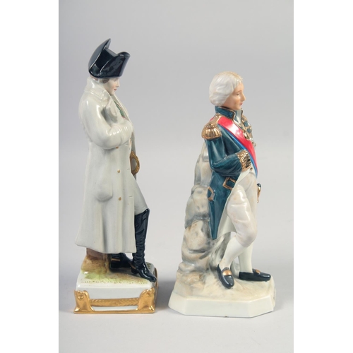 384 - A PORCELAIN FIGURE OF ADMIRAL LORD NELSON AN NAPOLEON, 8.5