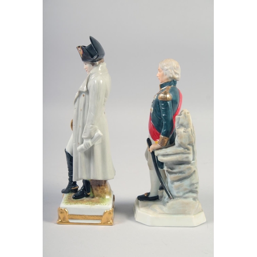 384 - A PORCELAIN FIGURE OF ADMIRAL LORD NELSON AN NAPOLEON, 8.5