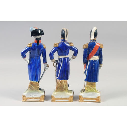 388 - A SET OF THREE PORCELAIN FIGURES LA FAYETTE EXELMANS BERTRAND, 10