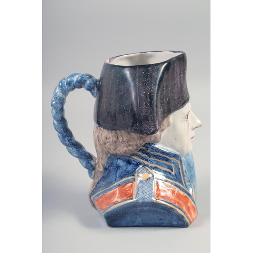 398 - A DELFT POTTERY MASK JUG, 