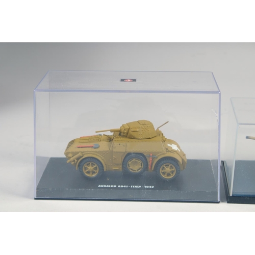 426 - ATLAS MULTIPLE GUN MOTOR CARRIAGE MI6 and three other tanks in Perspex cases.