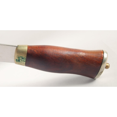 55 - A KNIFE, with wooden handle, in a leather sheath, 11