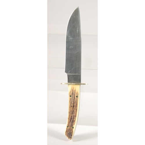 60 - A TREE BRAND BOXER 440 STAINLESS STEEL KNIFE, with antler handle, 10