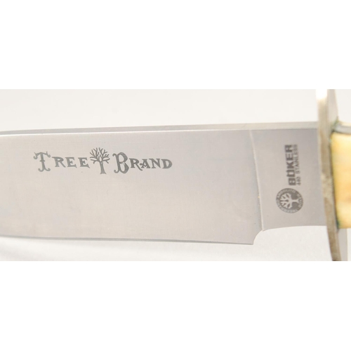 60 - A TREE BRAND BOXER 440 STAINLESS STEEL KNIFE, with antler handle, 10