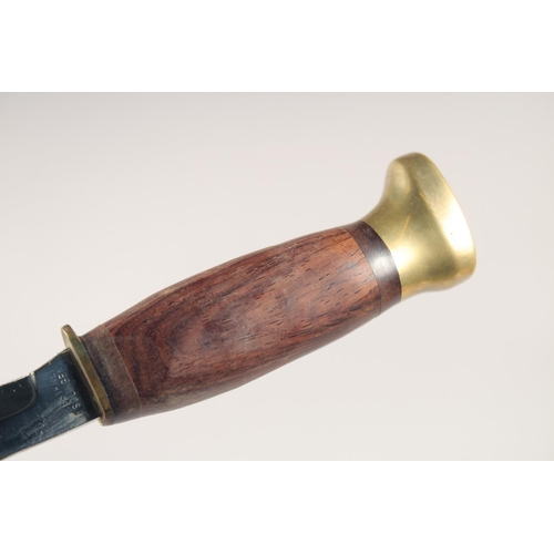 65 - A FISHERMANS FUN KNIFE SOLINGEN, with brass and wooden handles.