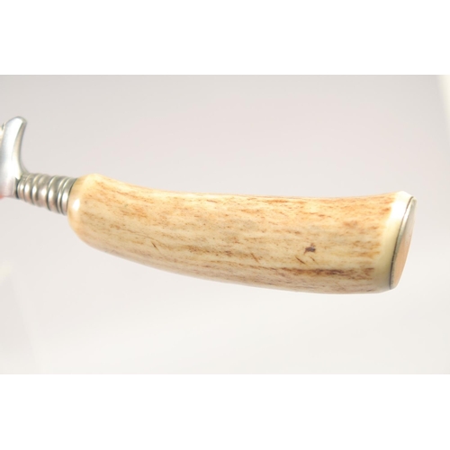 66 - AN ANTLER HANDLE KNIFE AND FORK, 8