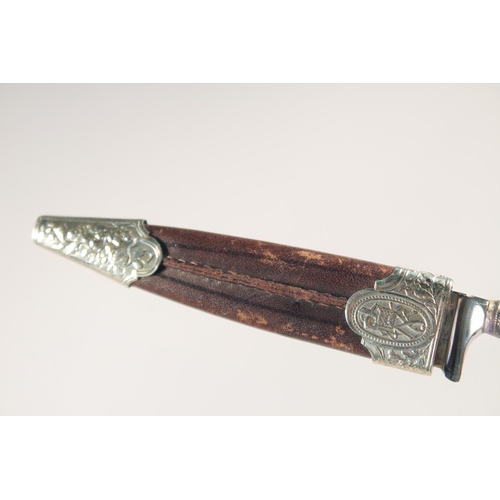 85 - A HUBERTUS SOLINGEN KNIFE, with silver mounted antler handle, with a deer, 10