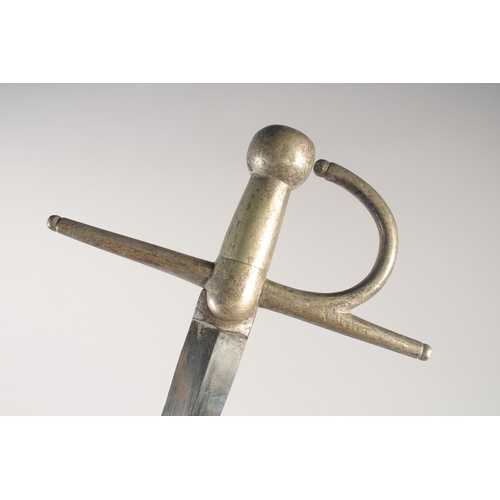 145A - A SPANISH MATADOR'S SWORD, 19th century, stiff diamond section narrow pointed 32in blade, steel cruc... 