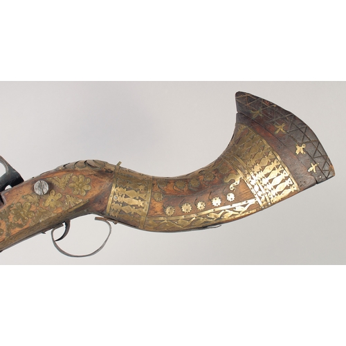 237 - A LATE 19TH CENTURY AFGHAN JEZAIL TYPE RIFLE with later European percussion cap lock mechanism, 120.... 