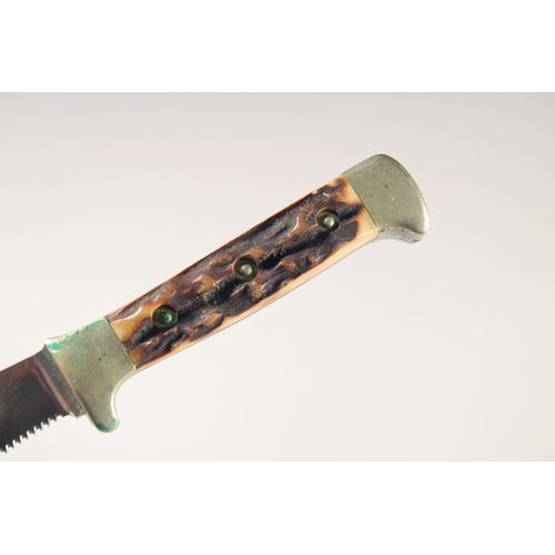 97 - AN EICKHORN SOLINGEN KNIFE with antler handle, 7.5