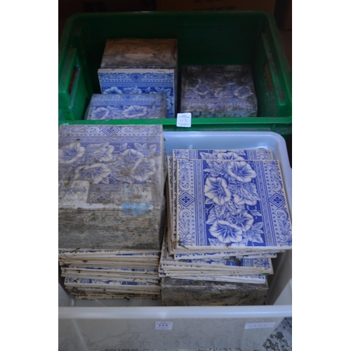 113 - A quantity of blue and white tiles.