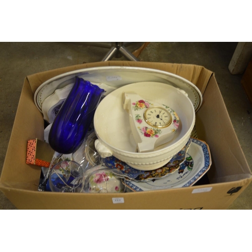 162 - A box of decorative china and glass.