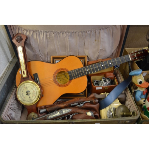 212 - Miscellaneous collectables to include tools, a guitar, cine camera, books etc.