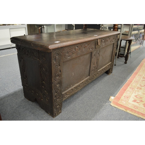 249 - An 18th century oak coffer.