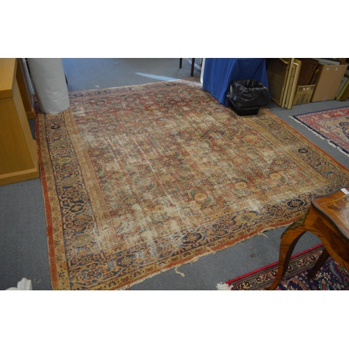 307 - An old Persian carpet, worn 9' 6