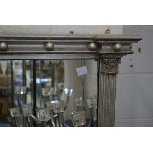 327 - A good large Regency style silvered framed over mantel mirror 4' 9