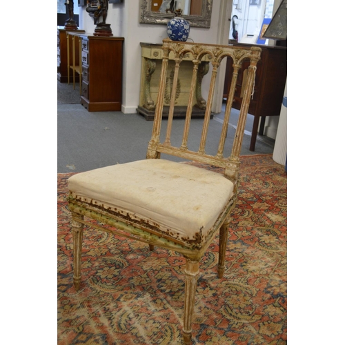 330 - A 19th century French painted beech wood side chair (distressed).