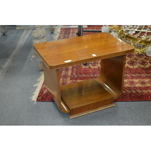 346 - An art deco walnut two tier occasional table.