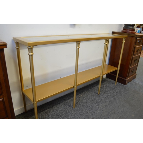 364 - A modern gilt metal and glass console table.