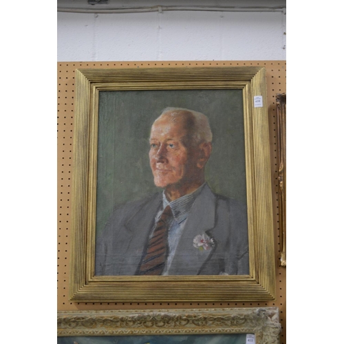 410 - Portrait of a Gentleman wearing a suit, oil on board.