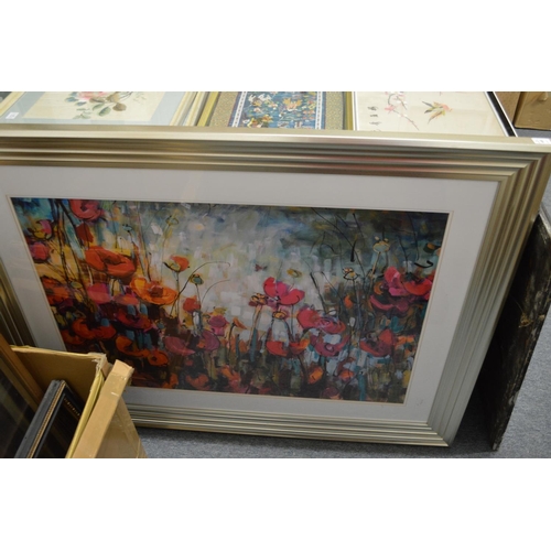 468 - A large colour print depicting poppies.