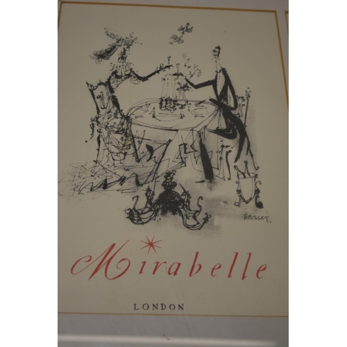 481 - Mirabelle London, a framed and glazed menu.