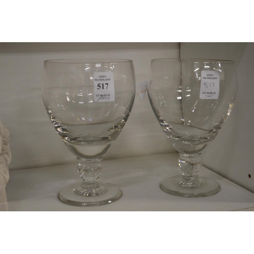 517 - A pair of large wine glasses.