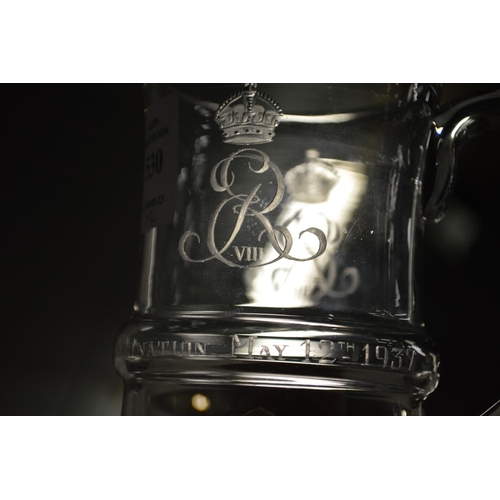 530 - Thomas Goode and Co Limited, an engraved glass tankard to commemorate the Coronation of King Edward ... 