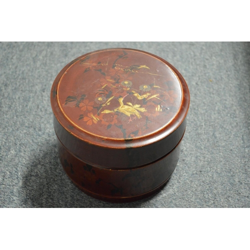 558 - A Chinese circular lacquer bowl and cover.