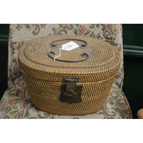 580 - A Chinese wicker basket.