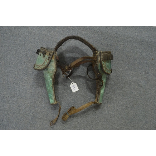 640 - A pair of American Indian/Civil War personal pommel holsters, late 19th century, green leather, with... 